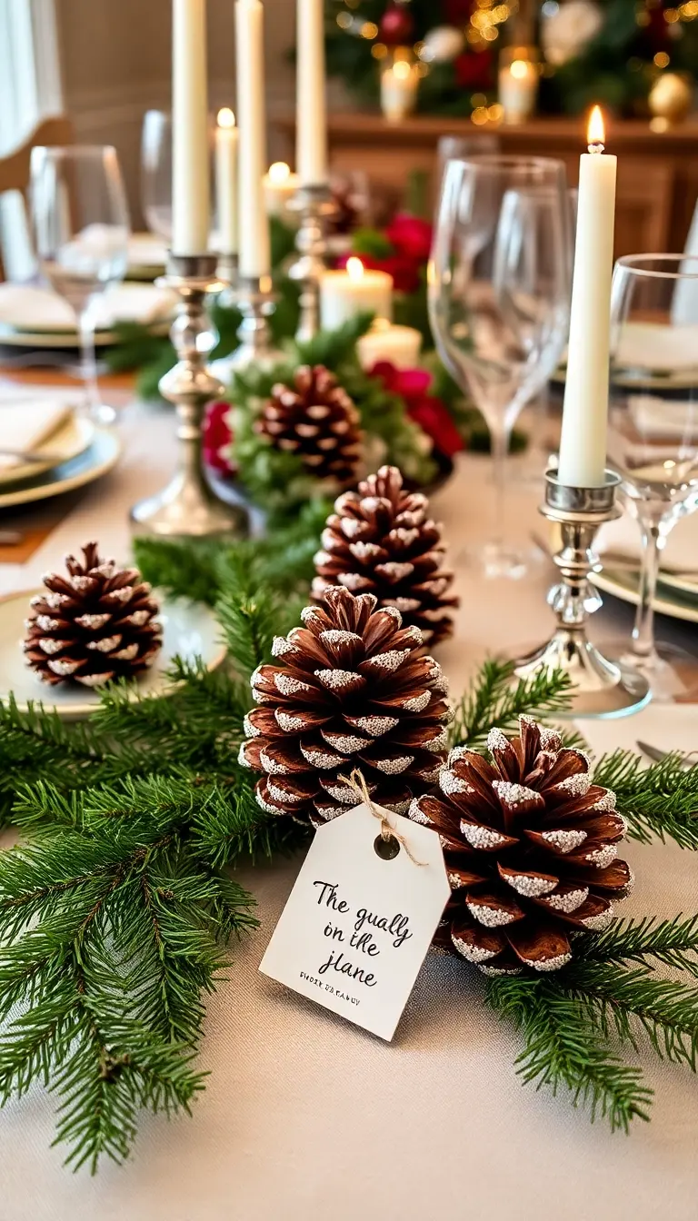 13. Glittered Pine Cone Place Cards