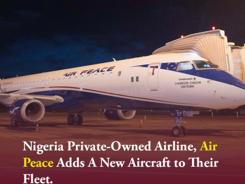 Private Nigerian Airline, Air Peace Adds A New Aircraft to Their Fleet.