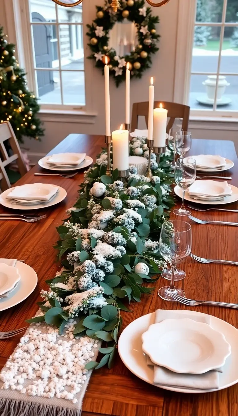 4. Snowy Eucalyptus Table Runner