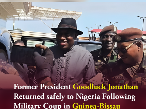 Former President Goodluck Jonathan Returned safely to Nigeria Following Military Coup in Guinea-Bissau